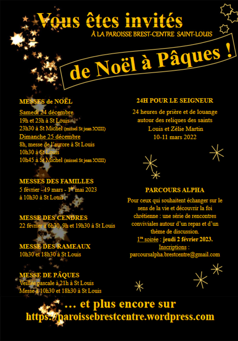 Horaires des messes de Noël et annonce des grandes dates pour 2023 Le